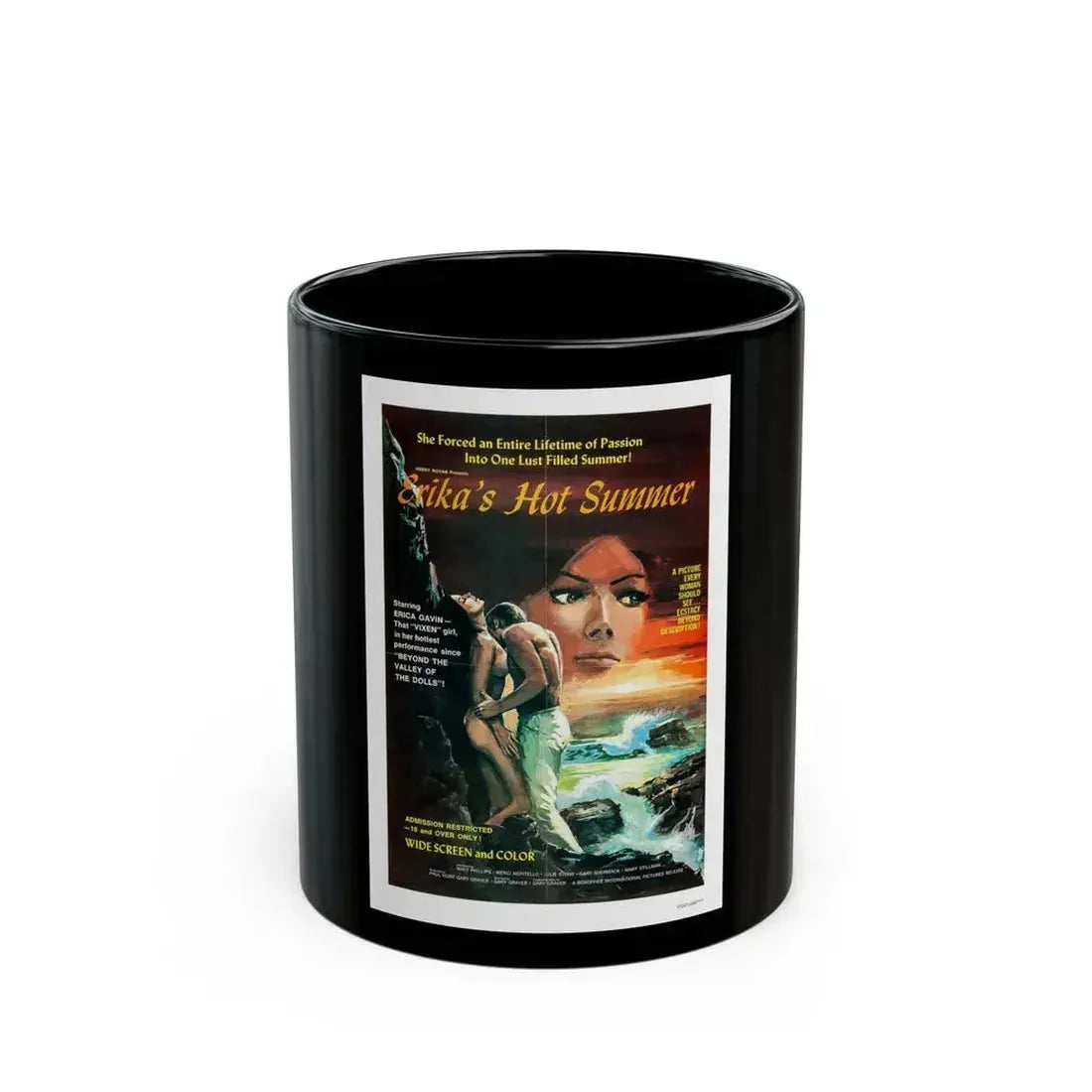 ERIKA'S HOT SUMMER 1971 Movie Poster - Black Coffee Mug 11oz - Go Mug Yourself