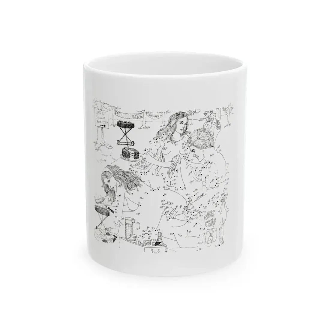 Erotic Connect-the-Dots Illustration - White Coffee Mug 11oz - Go Mug Yourself