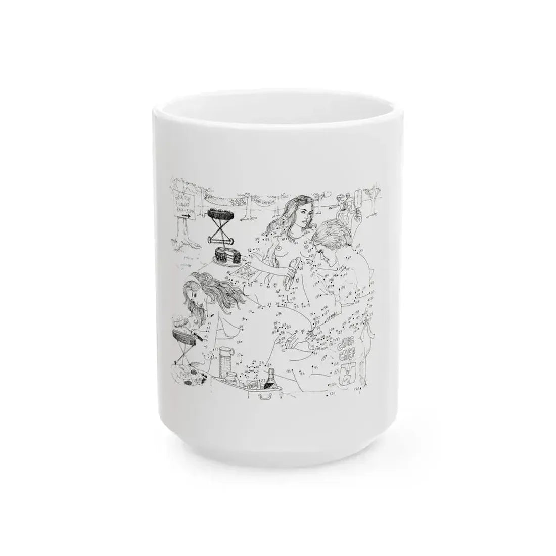 Erotic Connect-the-Dots Illustration - White Coffee Mug 15oz - Go Mug Yourself