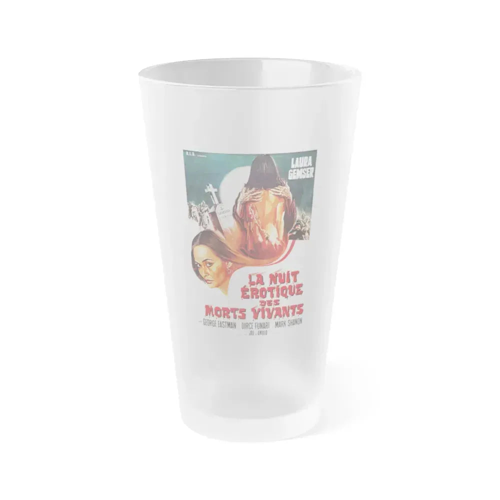 EROTIC NIGHTS OF THE LIVING DEAD (FRENCH) 1980 Movie Poster - Frosted Pint Glass 16oz 16oz Frosted - Go Mug Yourself