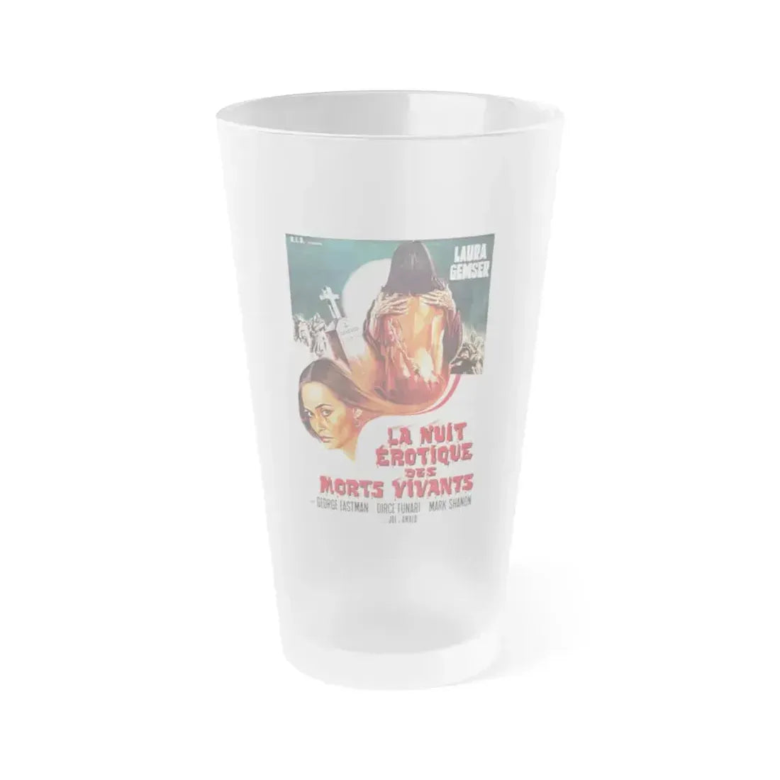 EROTIC NIGHTS OF THE LIVING DEAD (FRENCH) 1980 Movie Poster - Frosted Pint Glass 16oz 16oz Frosted - Go Mug Yourself