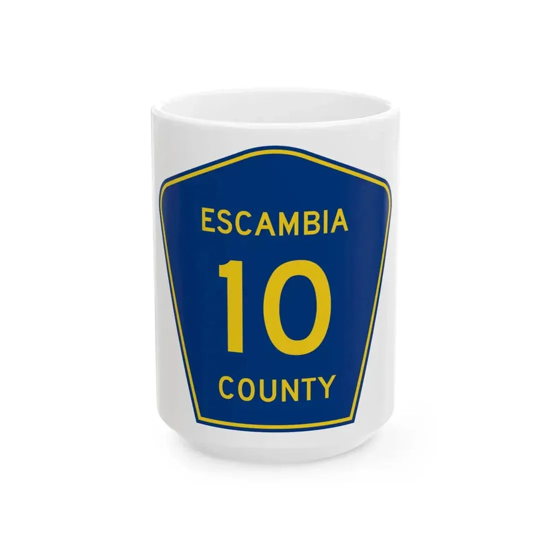 Escambia County 10 (Florida) (Road Sign) White Coffee Mug 15oz - Go Mug Yourself