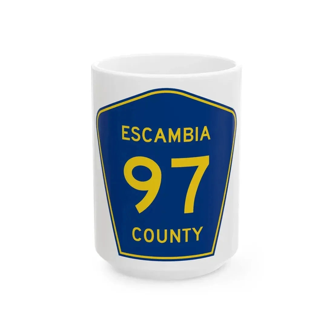 Escambia County 97 (Florida) (Road Sign) White Coffee Mug 15oz - Go Mug Yourself
