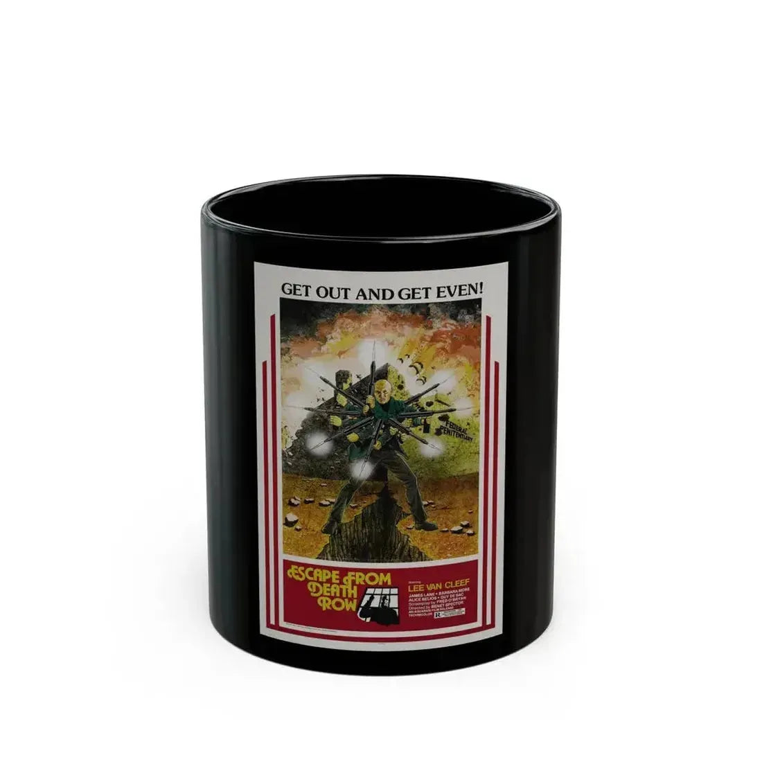 ESCAPE FROM DEATH ROW 1973 Movie Poster - Black Coffee Mug 11oz - Go Mug Yourself