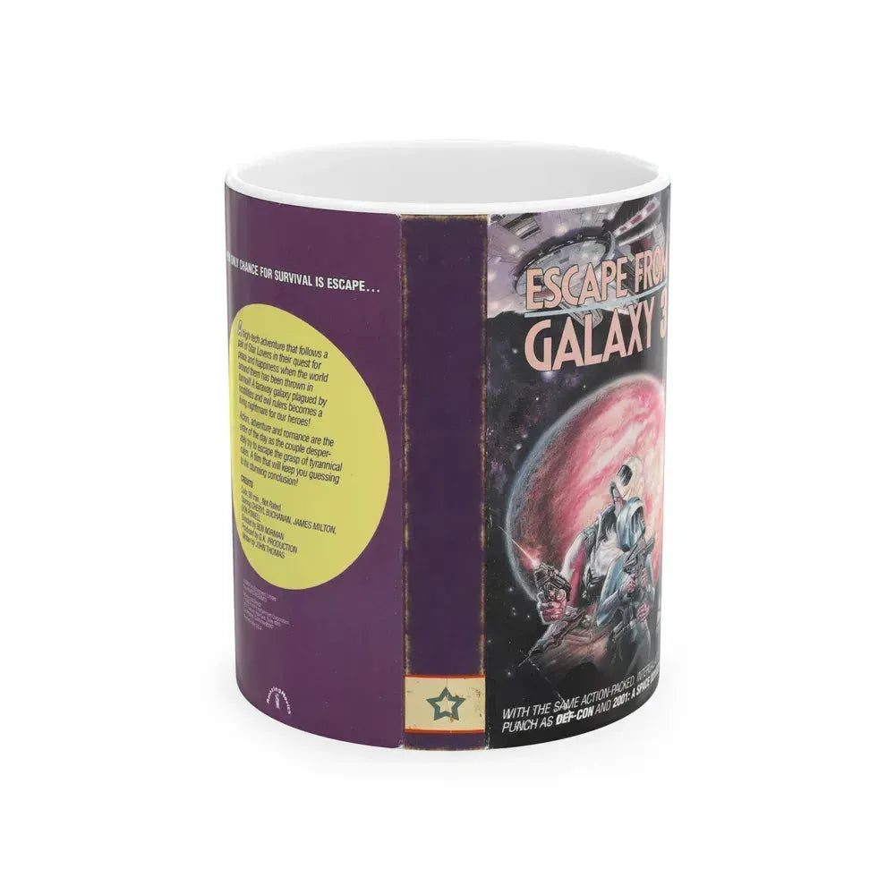 ESCAPE FROM GALAXY 3 (VHS COVER) - White Coffee Mug 11oz - Go Mug Yourself