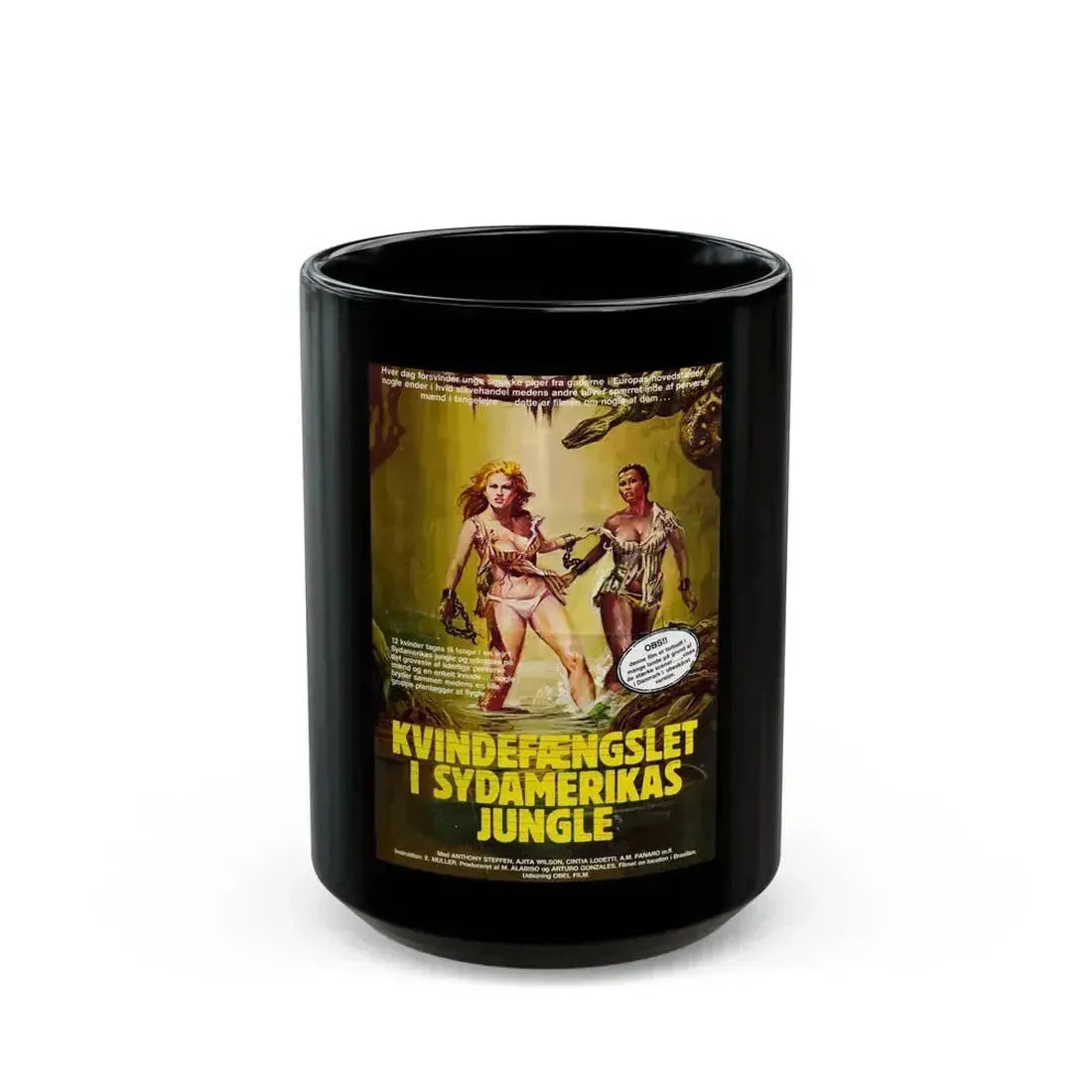 ESCAPE FROM HELL (DANISH) 1980 Movie Poster - Black Coffee Mug 15oz - Go Mug Yourself