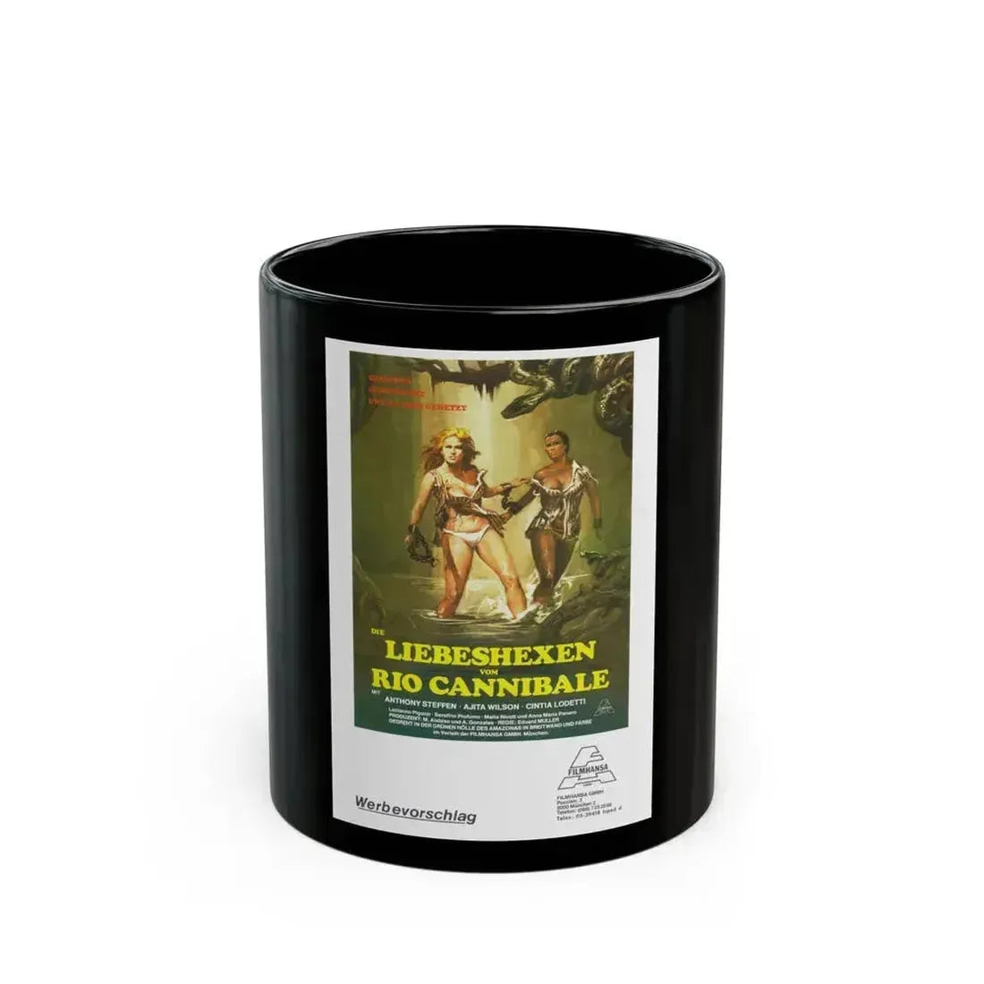 ESCAPE FROM HELL (GERMAN) 1980 Movie Poster - Black Coffee Mug 11oz - Go Mug Yourself