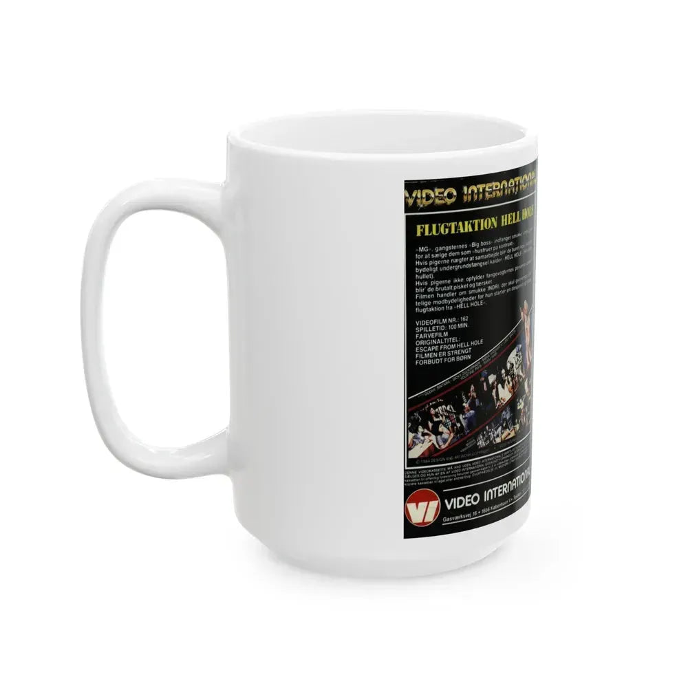 ESCAPE FROM HELL HOLE VIDEO INTERNATIONAL (VHS COVER) - White Coffee Mug - Go Mug Yourself