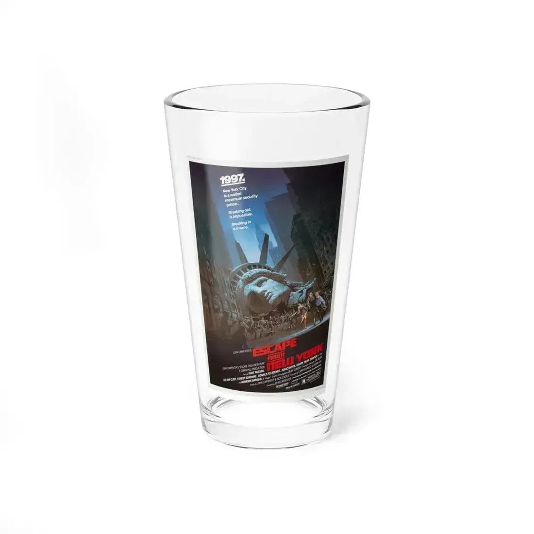ESCAPE FROM NEW YORK 1981 Movie Poster - Pint Glass 16oz 16oz - Go Mug Yourself