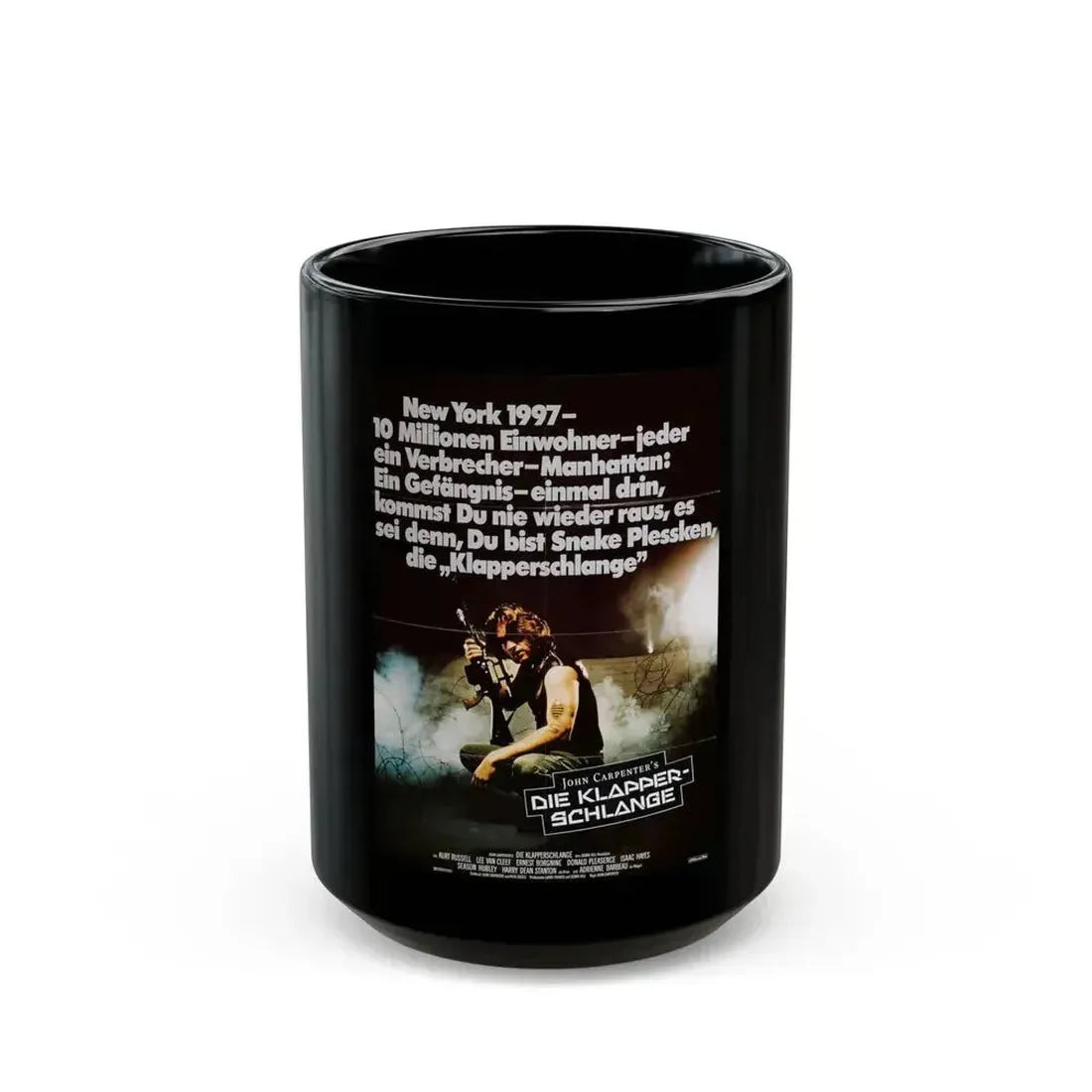 ESCAPE FROM NEW YORK (GERMAN) 1981 Movie Poster - Black Coffee Mug 15oz - Go Mug Yourself