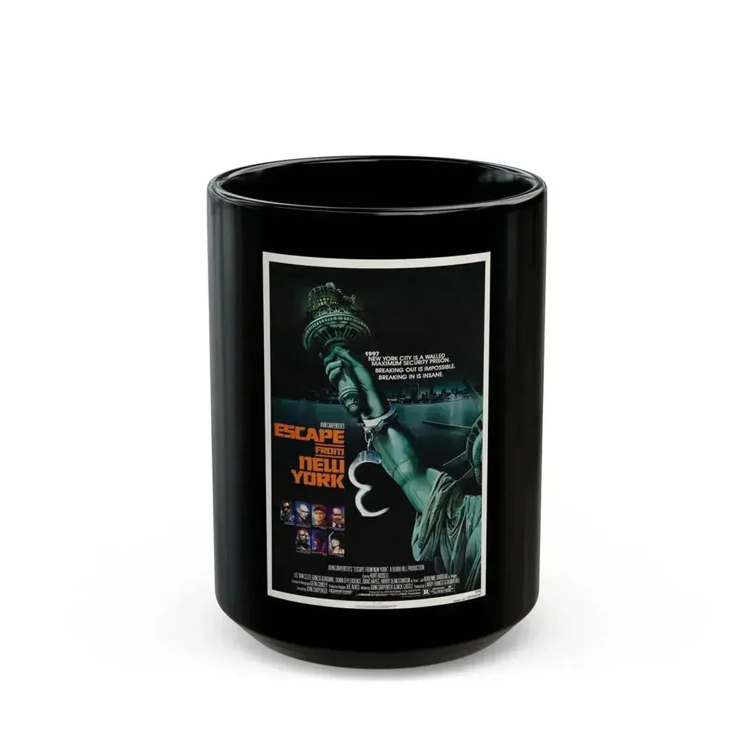 ESCAPE FROM NEW YORK (TEASER) 1981 Movie Poster - Black Coffee Mug 15oz - Go Mug Yourself