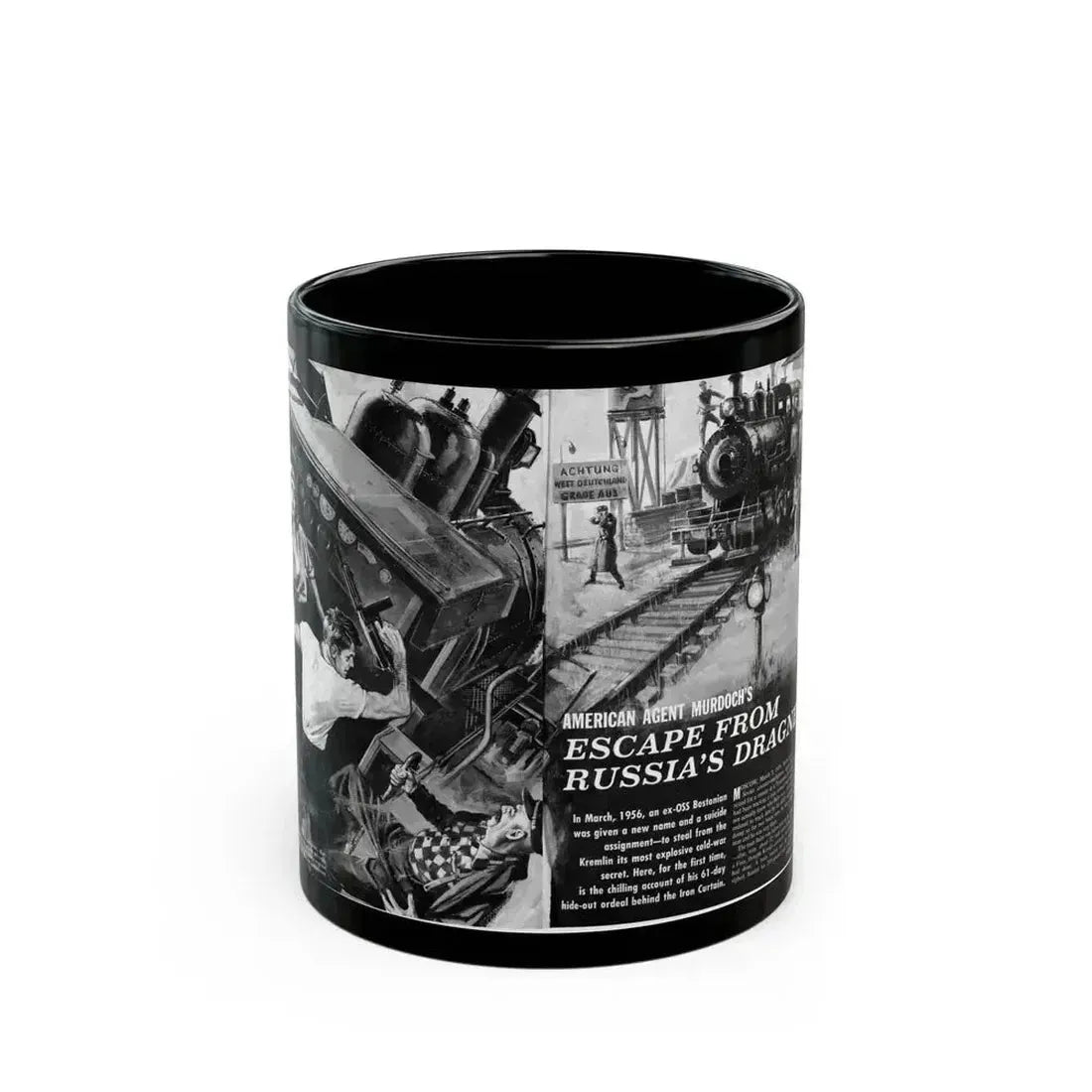 Escape From Russia's Dragnet, Bluebook Magazine, August 1963 - Black Coffee Mug 11oz - Go Mug Yourself