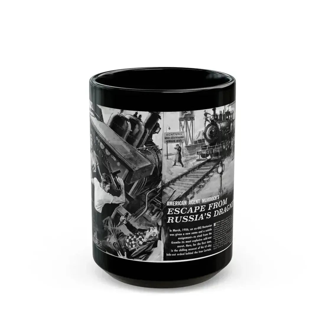 Escape From Russia's Dragnet, Bluebook Magazine, August 1963 - Black Coffee Mug 15oz - Go Mug Yourself