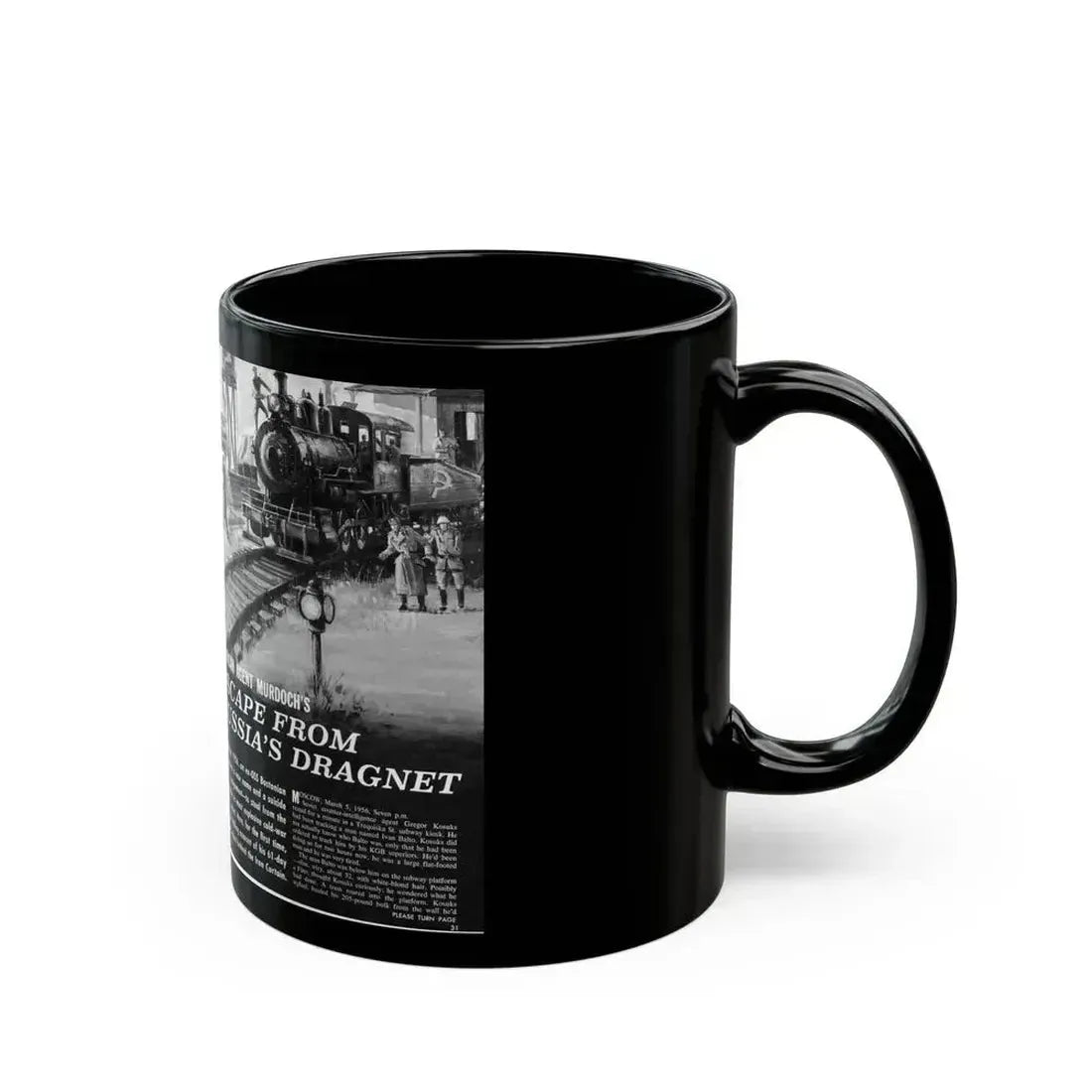 Escape From Russia's Dragnet, Bluebook Magazine, August 1963 - Black Coffee Mug - Go Mug Yourself
