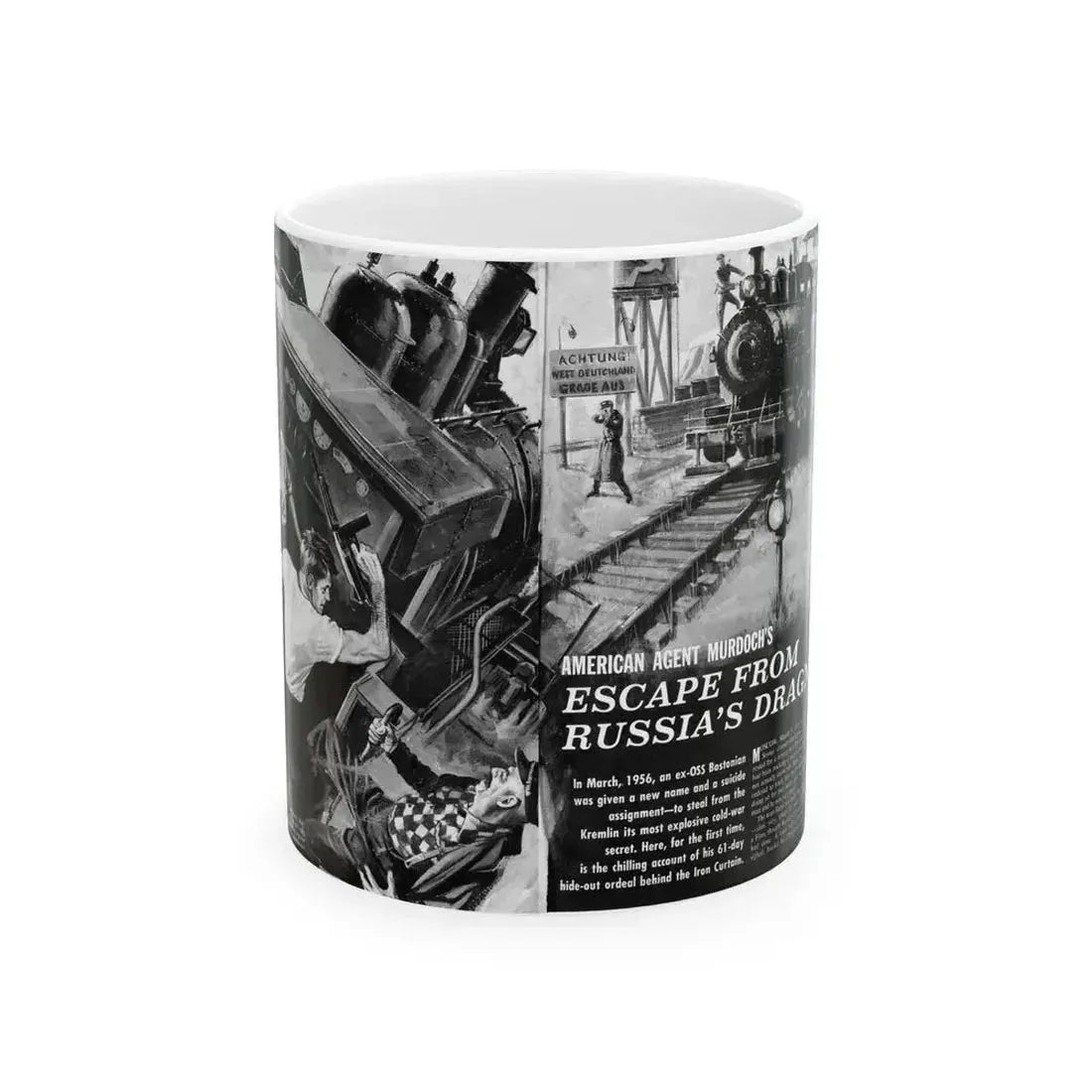 Escape From Russia's Dragnet, Bluebook Magazine, August 1963 - White Coffee Mug 11oz - Go Mug Yourself