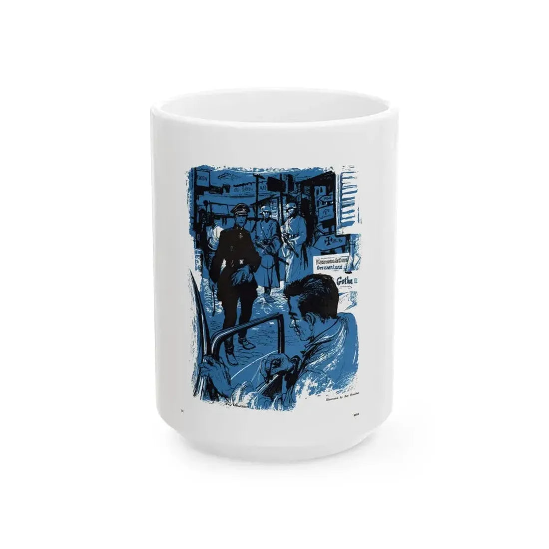 Escape in Athens, Saga, December 1954 - White Coffee Mug 15oz - Go Mug Yourself