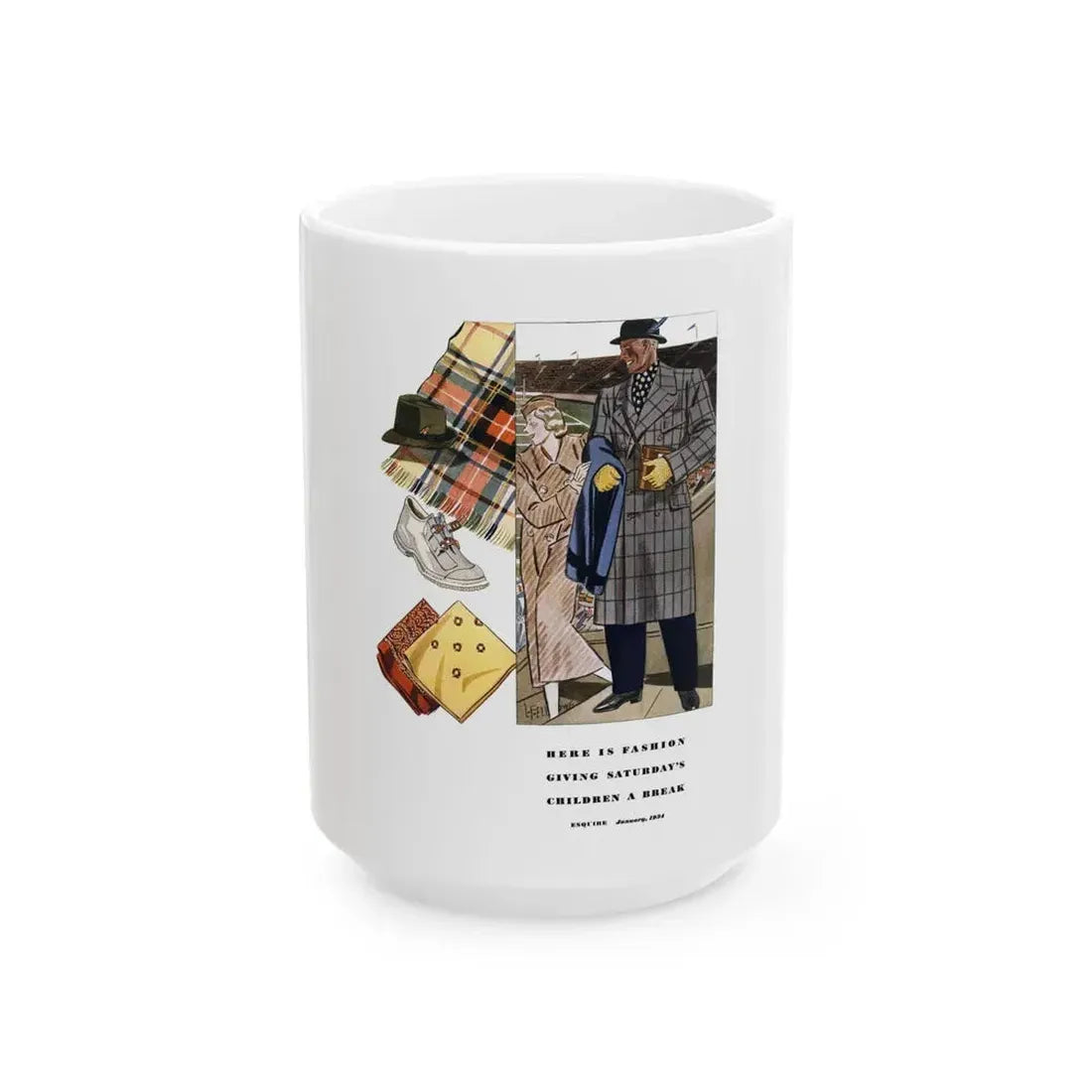 Esquire Fashion Illustration, January 1934 (1) - White Coffee Mug 15oz - Go Mug Yourself