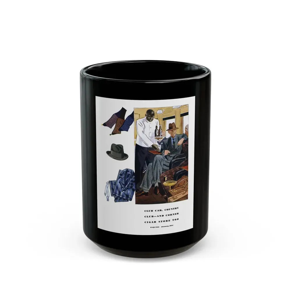 Esquire Fashion Illustration, January 1934 (2) - Black Coffee Mug 15oz - Go Mug Yourself