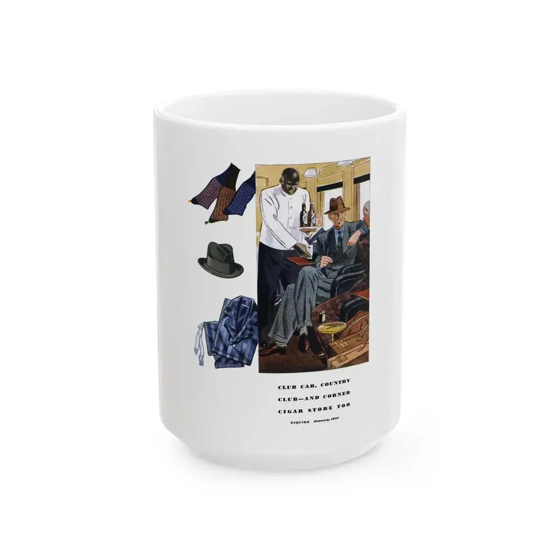 Esquire Fashion Illustration, January 1934 (2) - White Coffee Mug 15oz - Go Mug Yourself