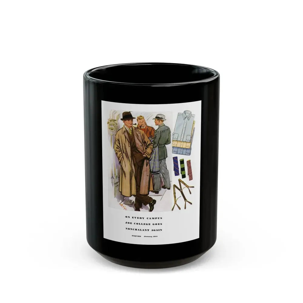 Esquire Fashion Illustration, January 1934 (5) - Black Coffee Mug 15oz - Go Mug Yourself