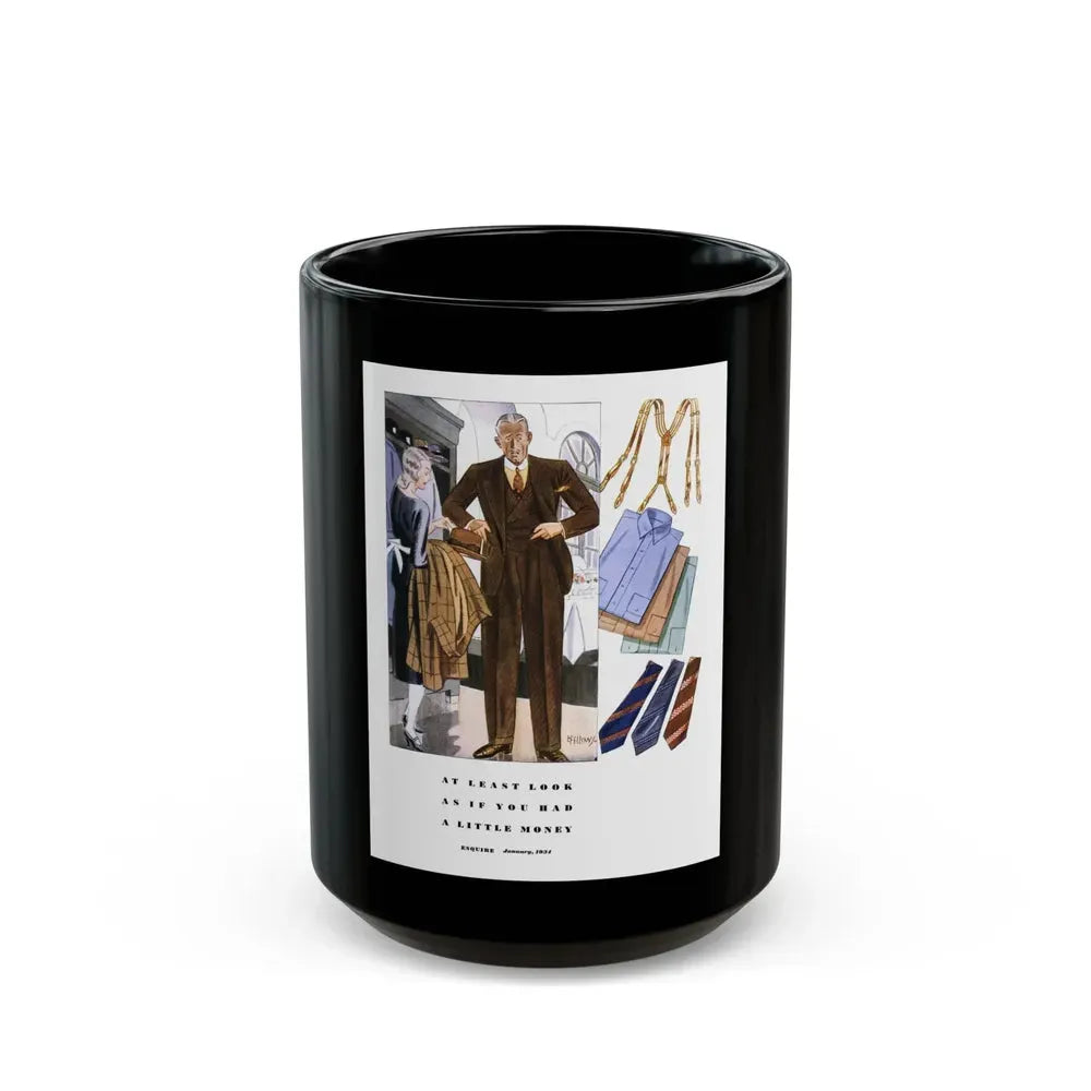 Esquire Fashion Illustration, January 1934 (7) - Black Coffee Mug 15oz - Go Mug Yourself