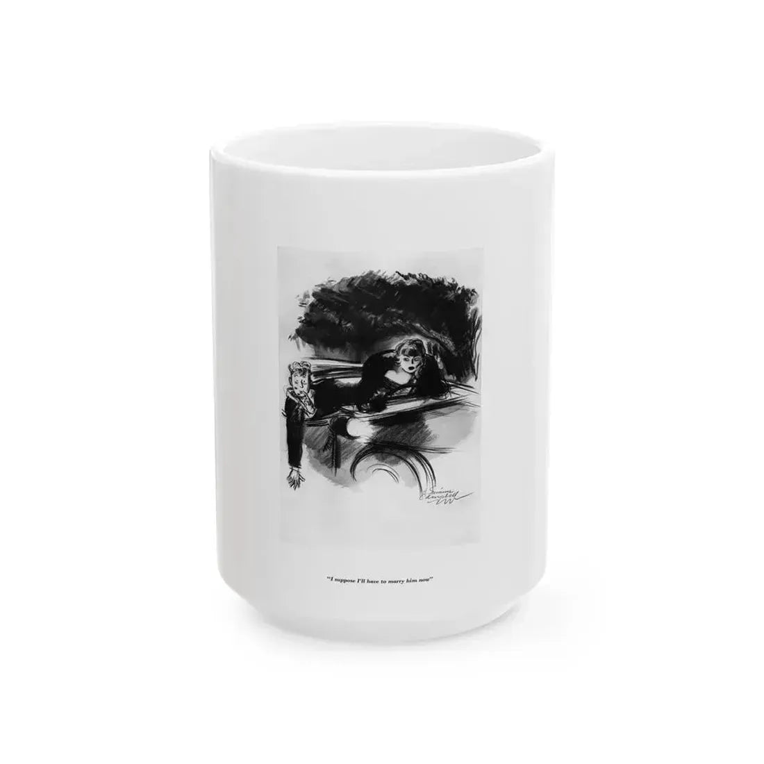 Esquire Illustration, January 1934 (p. 48) - White Coffee Mug 15oz - Go Mug Yourself