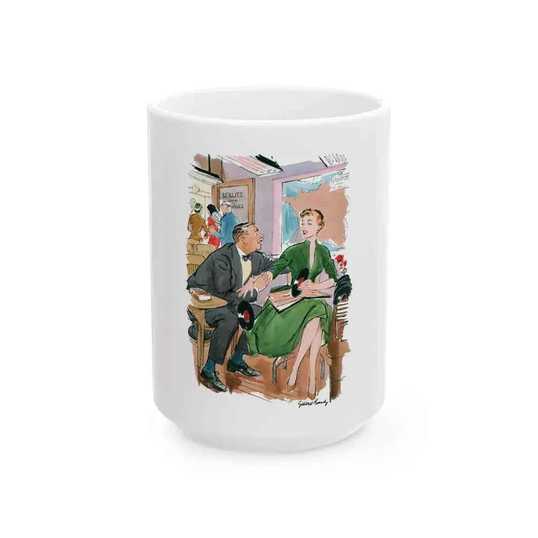 Esquire magazine cartoon illustration, 1955 (2) - White Coffee Mug 15oz - Go Mug Yourself