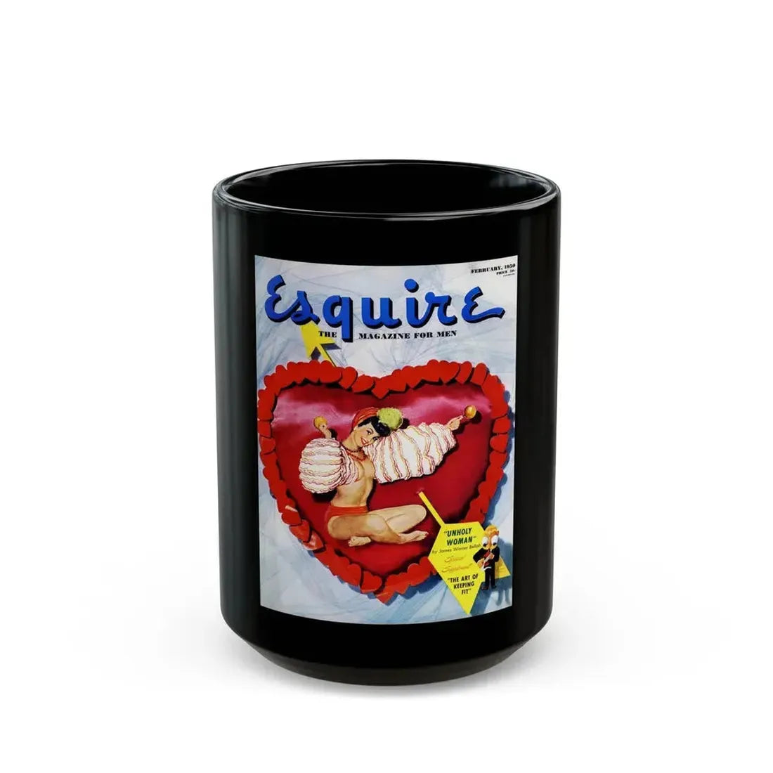 Esquire magazine cover, February 1950 - Black Coffee Mug 15oz - Go Mug Yourself