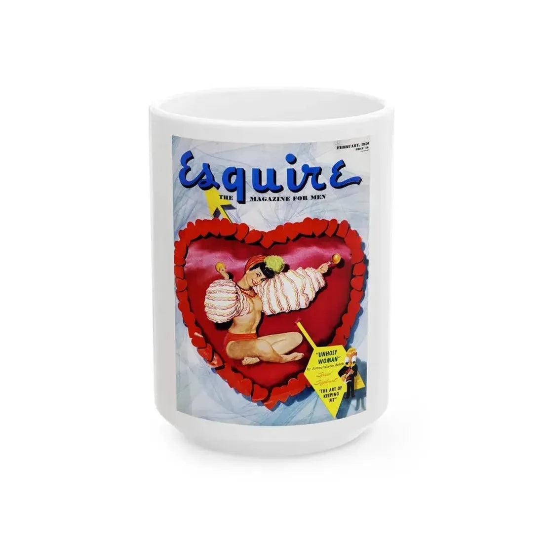 Esquire magazine cover, February 1950 - White Coffee Mug 15oz - Go Mug Yourself