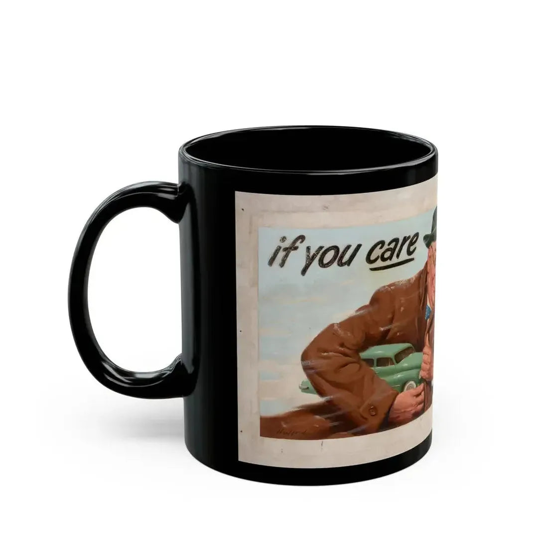 Esso Motor Oil advertisement, 1952 - Black Coffee Mug - Go Mug Yourself