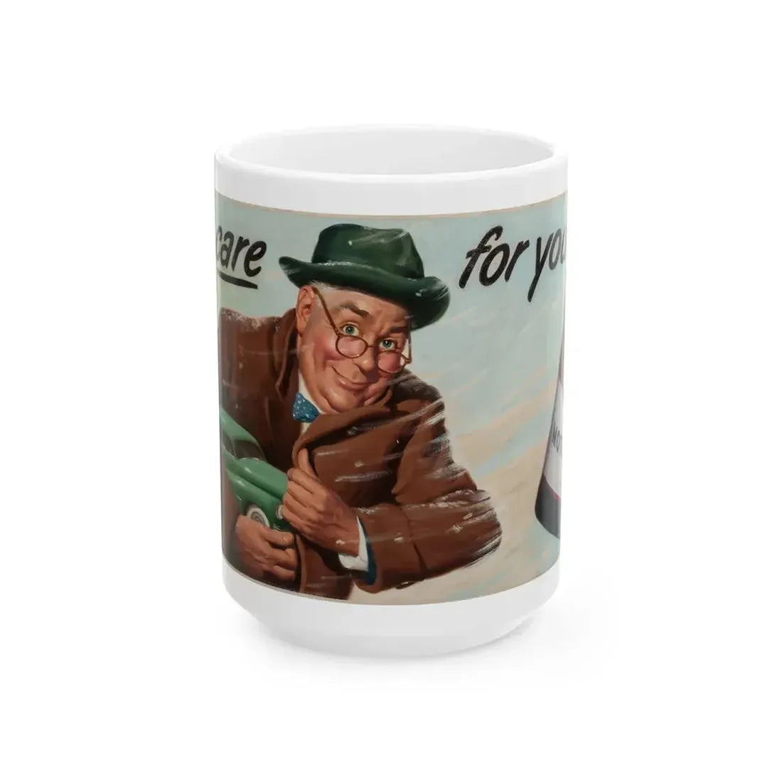 Esso Motor Oil billboard advertisement, 1952 - White Coffee Mug 15oz - Go Mug Yourself
