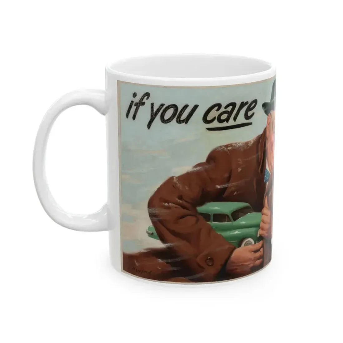 Esso Motor Oil billboard advertisement, 1952 - White Coffee Mug - Go Mug Yourself