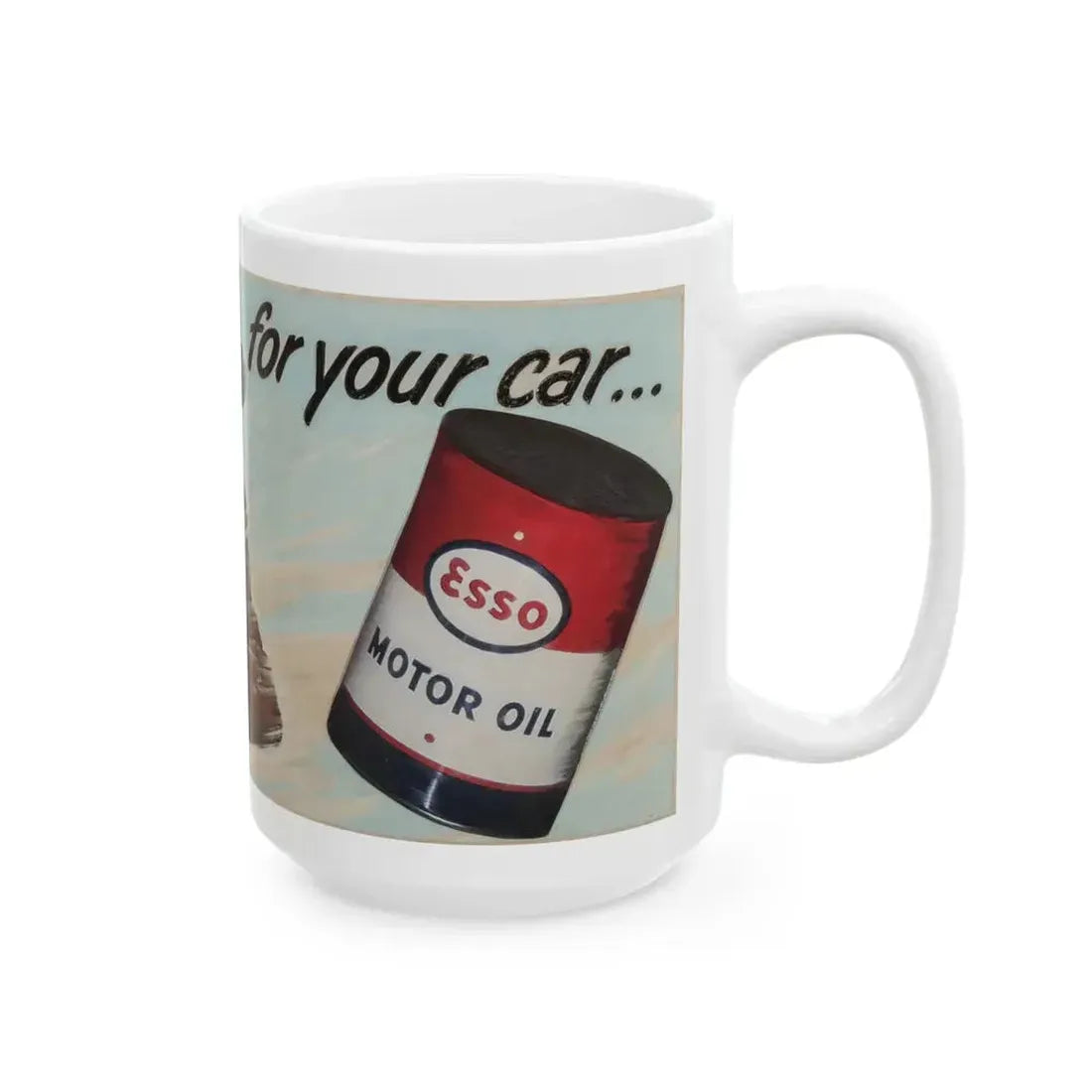 Esso Motor Oil billboard advertisement, 1952 - White Coffee Mug - Go Mug Yourself