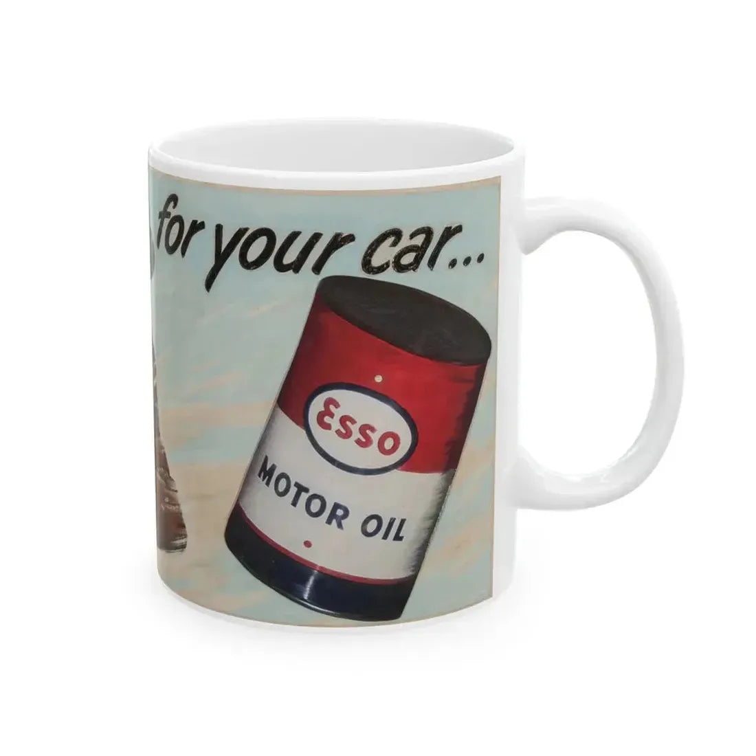 Esso Motor Oil billboard advertisement, 1952 - White Coffee Mug - Go Mug Yourself
