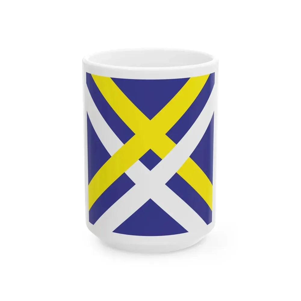 EST Vihula vald flag (Estonia) White Coffee Mug 15oz - Go Mug Yourself