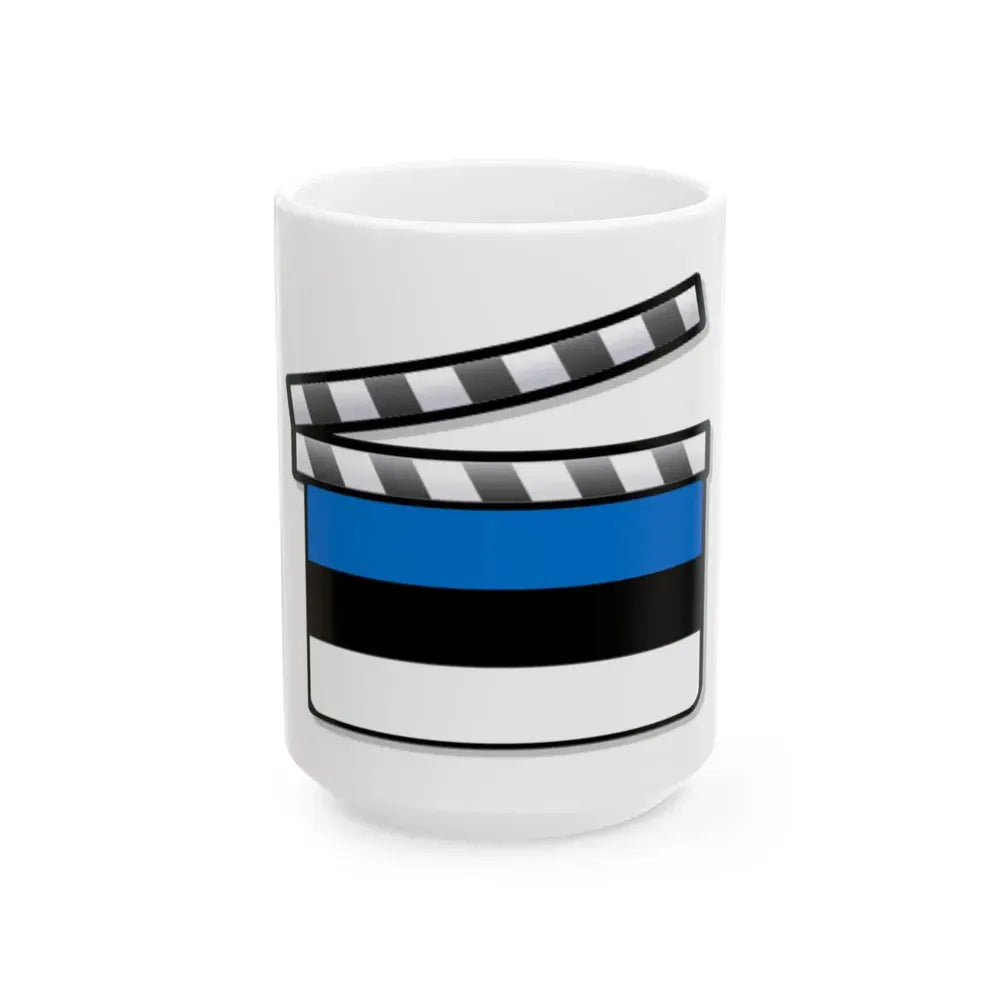 Estonia film clapperboard (Estonia) White Coffee Mug 15oz - Go Mug Yourself