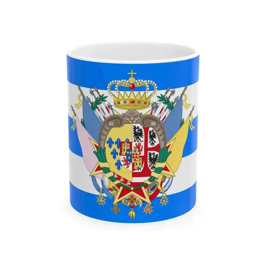 Etrurian Kingdom and War Flag with Great Royal Coat of Arms (Italy) White Coffee Mug 11oz - Go Mug Yourself