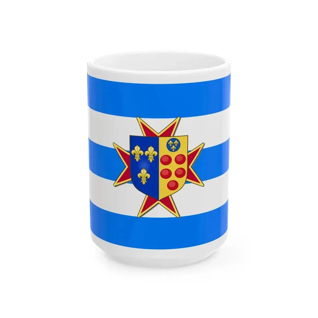 Etrurian Kingdom and War Flag with lesser coat of arms (Italy) White Coffee Mug 15oz - Go Mug Yourself
