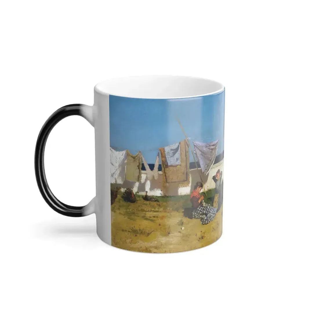 Ettore De Maria Bergler (1851-1938) Lavandaie - Oil on Canvas 1881 - Color Changing Mug 11oz - Go Mug Yourself