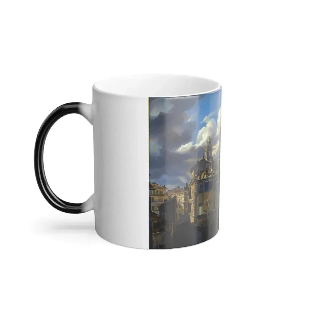 Eugen Napoleon Neureuther (1806-1882) Houses in Rome, Near Santissima Trinta dei Monti - Oil on Artist's-0 - Color Changing Mug 11oz - Go Mug Yourself