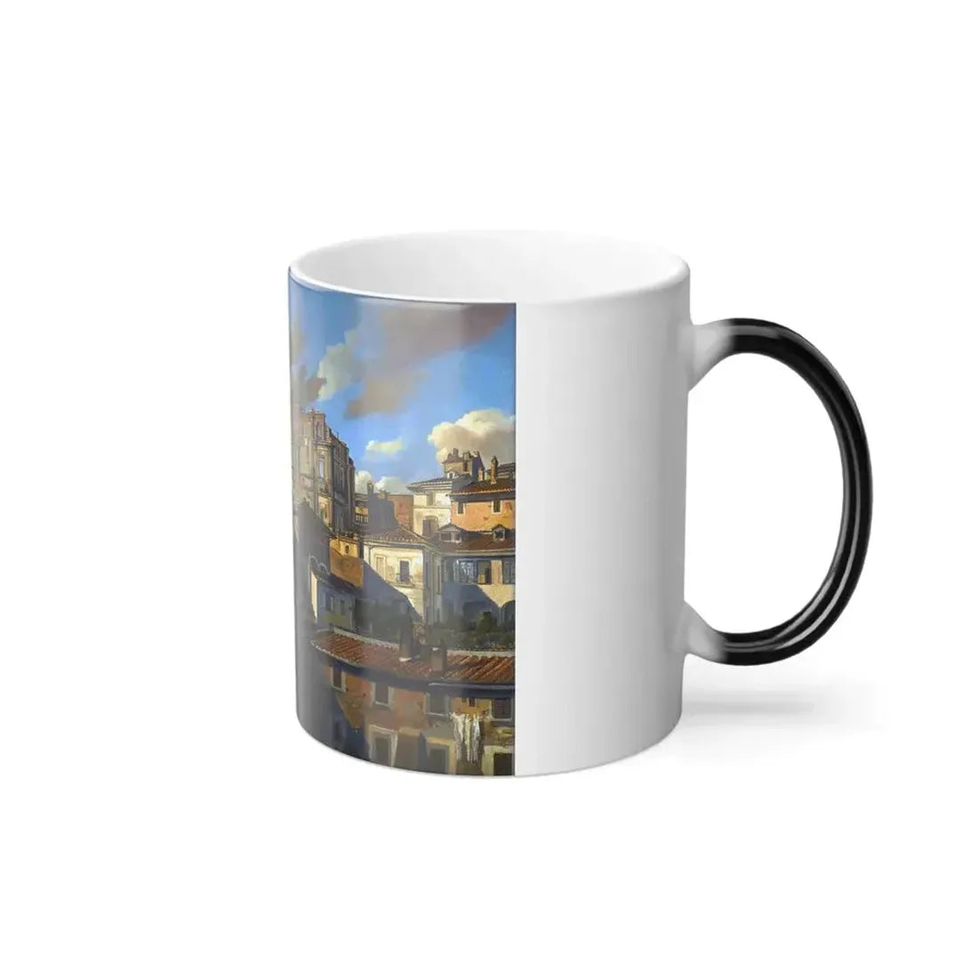 Eugen Napoleon Neureuther (1806-1882) Houses in Rome, Near Santissima Trinta dei Monti - Oil on Artist's-0 - Color Changing Mug 11oz - Go Mug Yourself