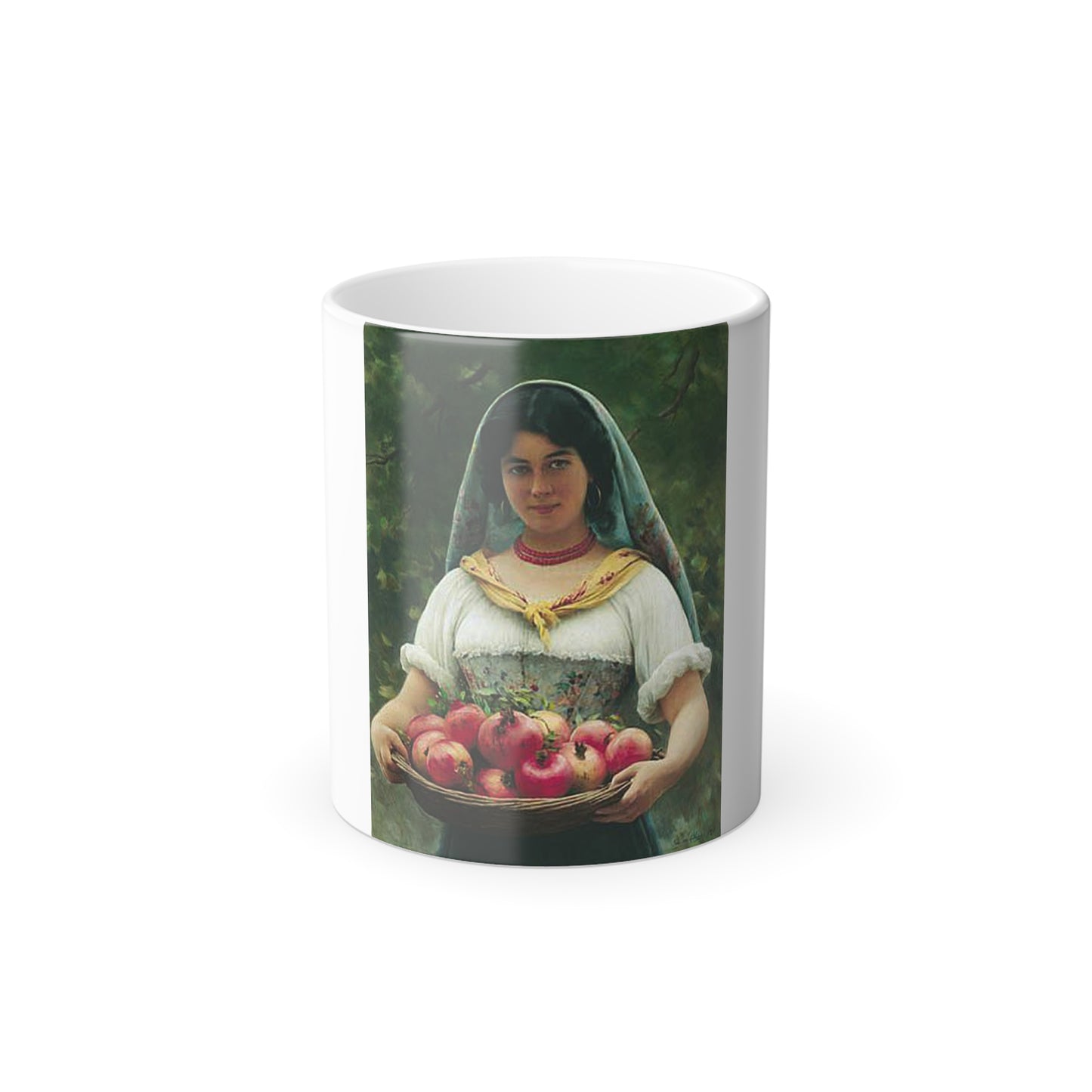 Eugene de Blaas (1843-1931) Madchen mit Granatapfeln - Oil on canvas 1912 - Color Changing Mug 11oz-11oz-Go Mug Yourself