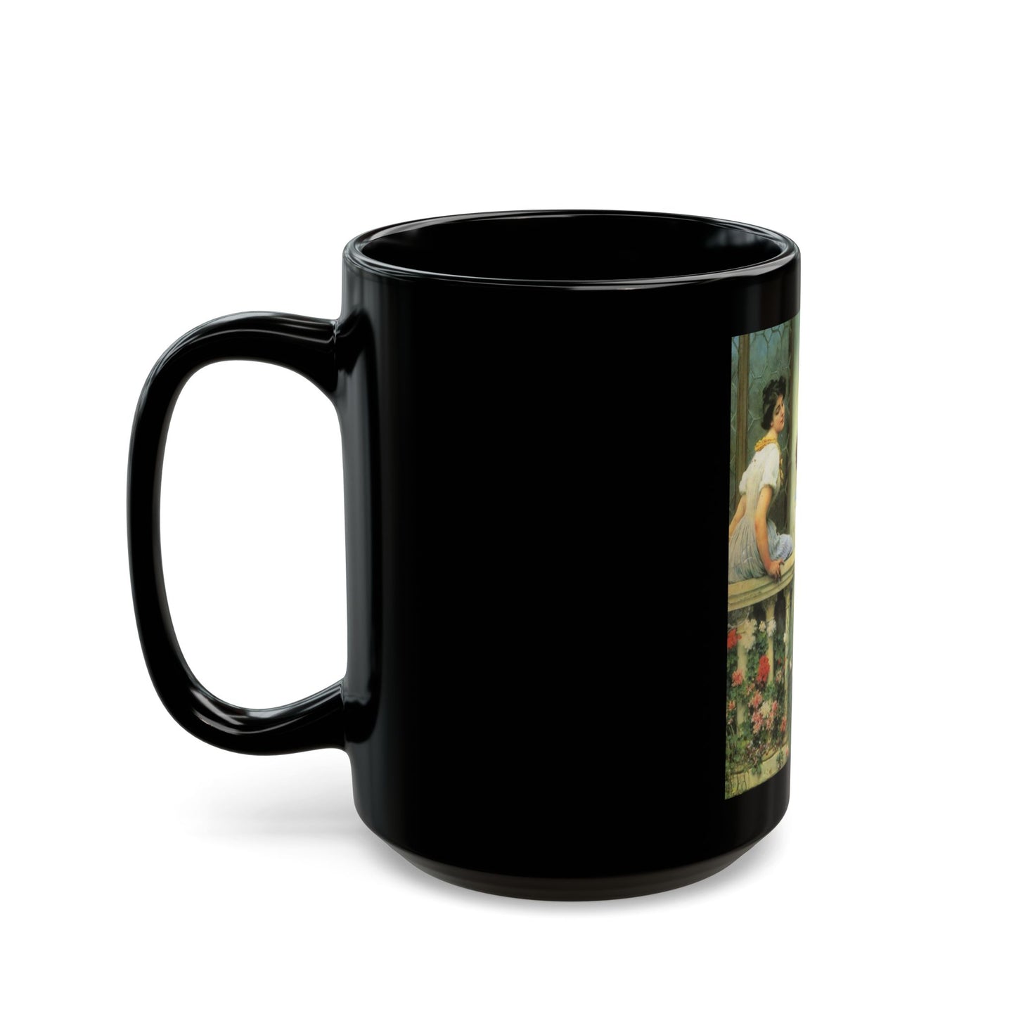 Eugene de Blaas (1843-1931) The Balcony - Black Coffee Mug-Go Mug Yourself