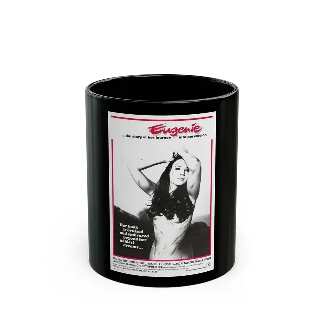 EUGENIE THE STORY OF HER JOURNEY INTO PERVERSION 1970 Movie Poster - Black Coffee Mug 11oz - Go Mug Yourself