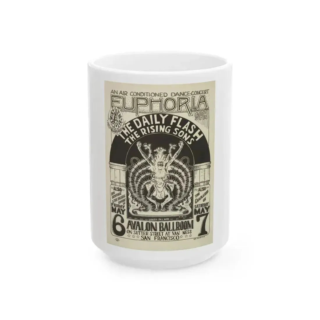 Euphoria 1966 Poster (Music Poster) White Coffee Mug 15oz - Go Mug Yourself