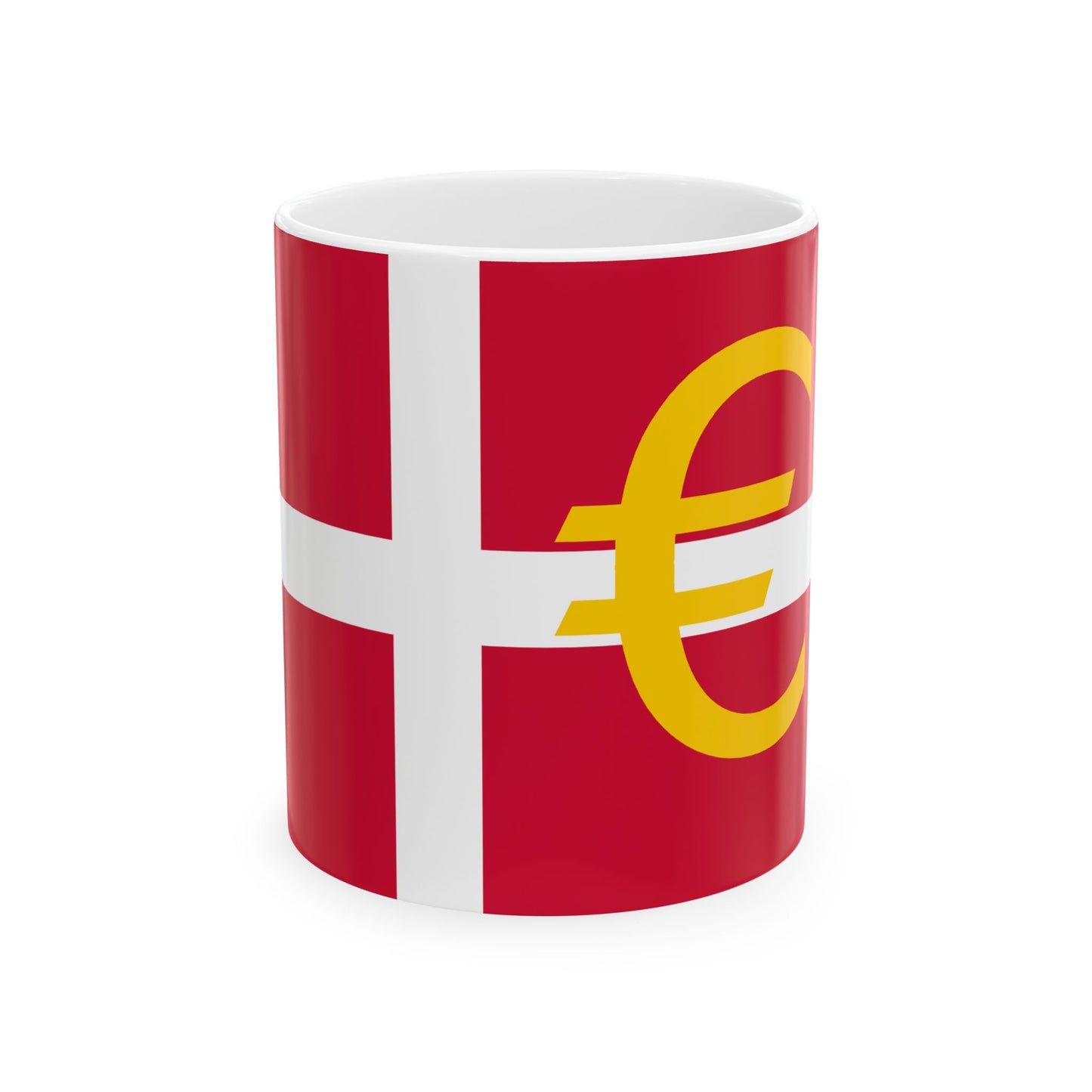 Euro et Danemark (Denmark) White Coffee Mug-11oz-Go Mug Yourself