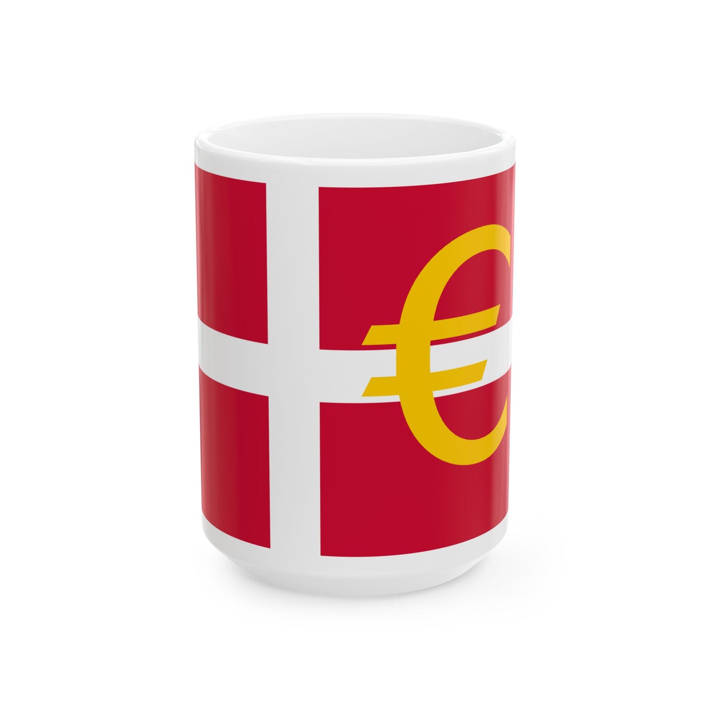 Euro et Danemark (Denmark) White Coffee Mug-15oz-Go Mug Yourself