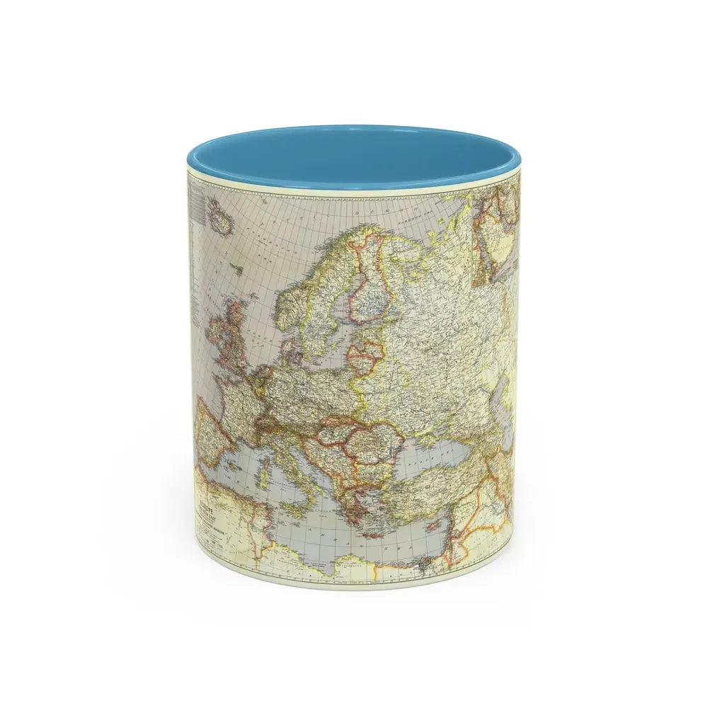 Europe and the Near East (1940) (Map) Accent Coffee Mug 11oz Light Blue - Go Mug Yourself
