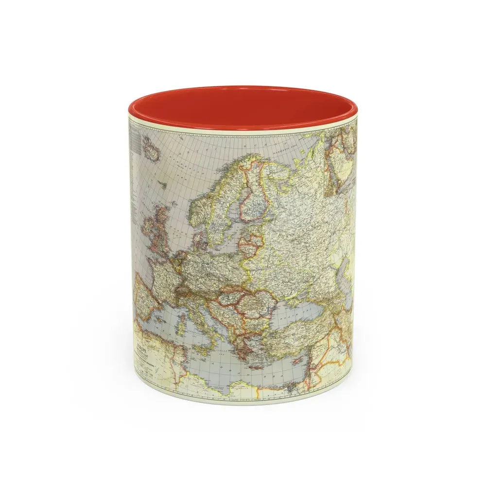 Europe and the Near East (1940) (Map) Accent Coffee Mug 11oz Red - Go Mug Yourself