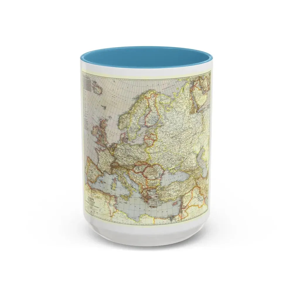 Europe and the Near East (1940) (Map) Accent Coffee Mug 15oz Light Blue - Go Mug Yourself